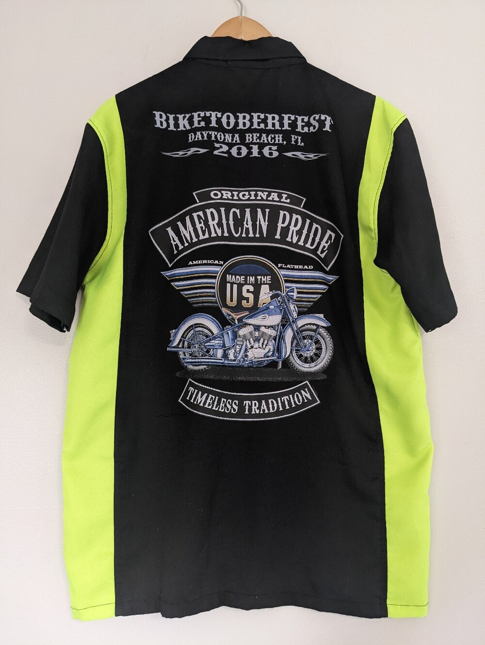 Biketoberfest Daytona Beach 2016 Two Tone Mechanic Style Button Up Shirt Medium
